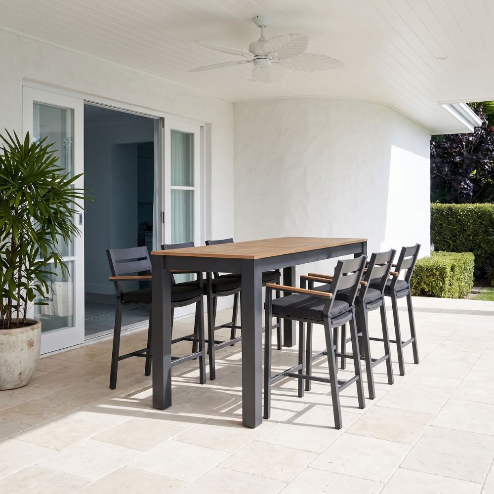 Balmoral 2m Bar Table with 6 Capri Bar stools