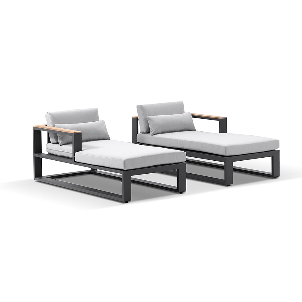 Balmoral Outdoor Aluminium and Teak Timber Daybed Lounge