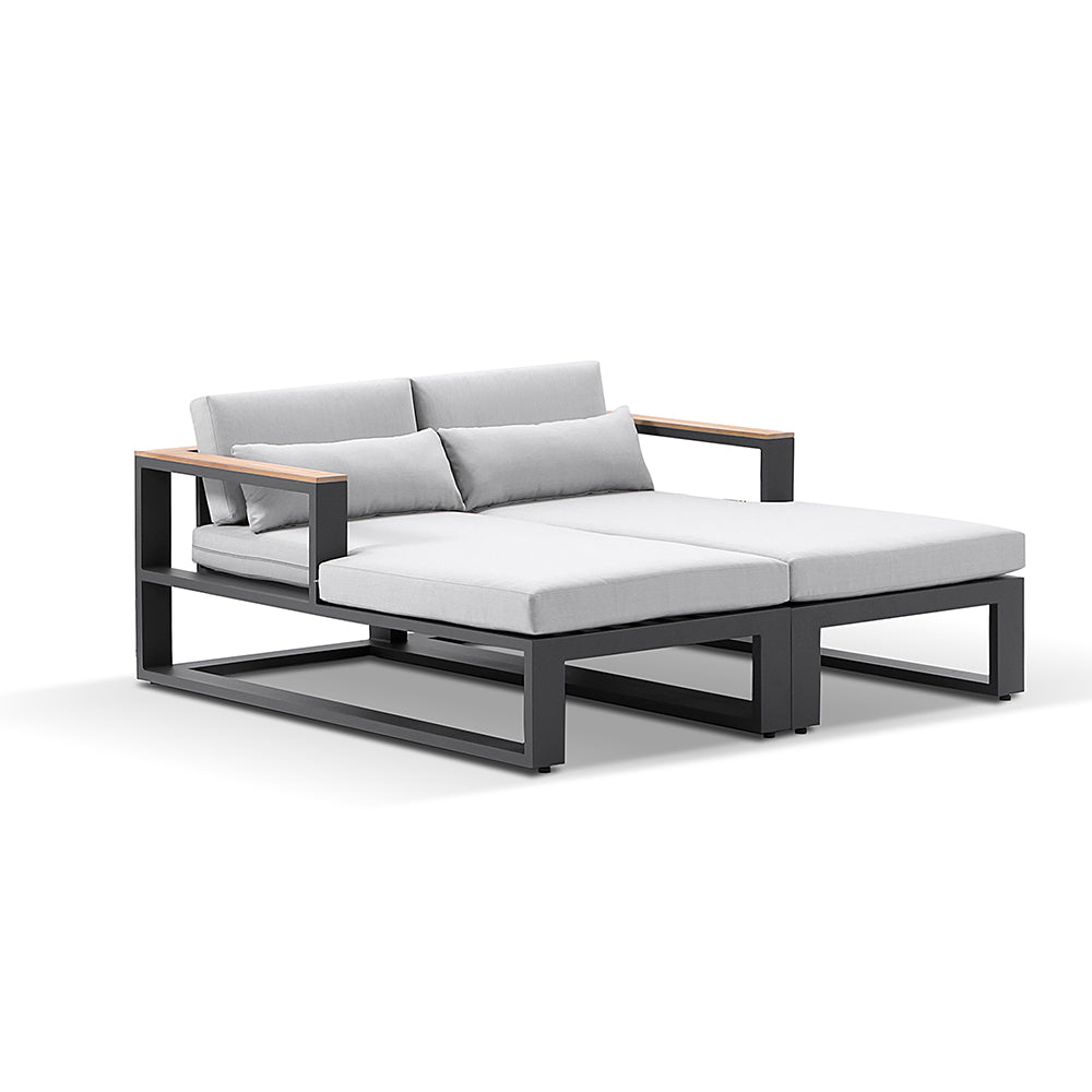 Balmoral Outdoor Aluminium and Teak Timber Daybed Lounge