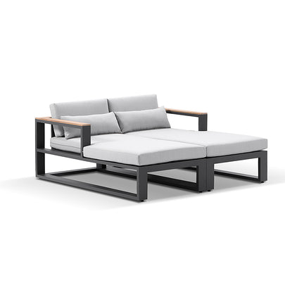 Balmoral Outdoor Aluminium and Teak Timber Daybed Lounge