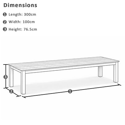 Barbados Outdoor Teak 3m Rectangle Table