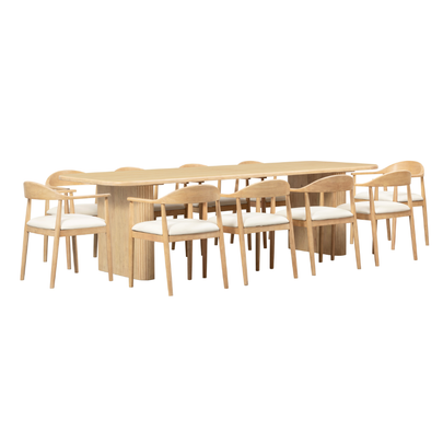 Bateau Bay 2.8m Rectangle Indoor Timber Table with 10x Esperance Dining Chairs