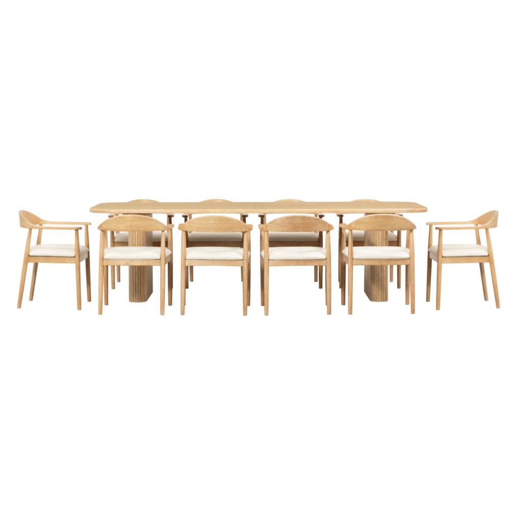 Bateau Bay 2.8m Rectangle Indoor Timber Table with 10x Esperance Dining Chairs