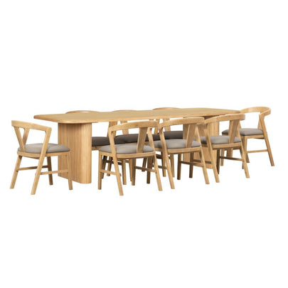 Bateau Bay 8 Seater Rectangle Indoor Timber Dining Table And Chairs Setting