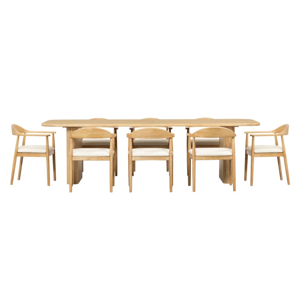 Bateau Bay 2.8m Rectangle Indoor Timber Table with 8x Esperance Dining Chairs