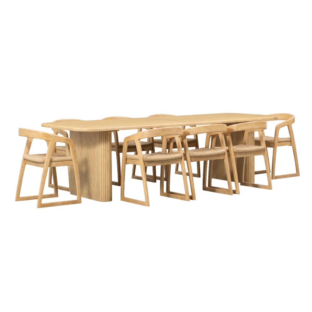 Bateau Bay 2.8m Rectangle Indoor Timber Table with 8x Kingscliff Dining Chairs
