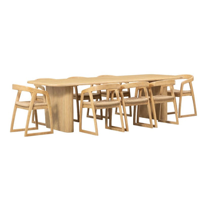 Bateau Bay 2.8m Rectangle Indoor Timber Table with 8x Kingscliff Dining Chairs