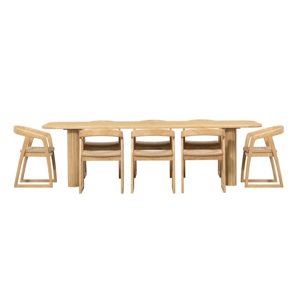 Bateau Bay 2.8m Rectangle Indoor Timber Table with 8x Kingscliff Dining Chairs