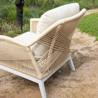 Hugo 2+1+1 Seater Outdoor Aluminium and Rope Lounge Set with Coffee Table