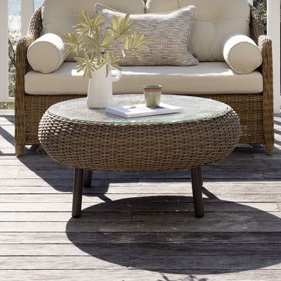 Plantation Hamptons Outdoor Round Wicker Coffee Table