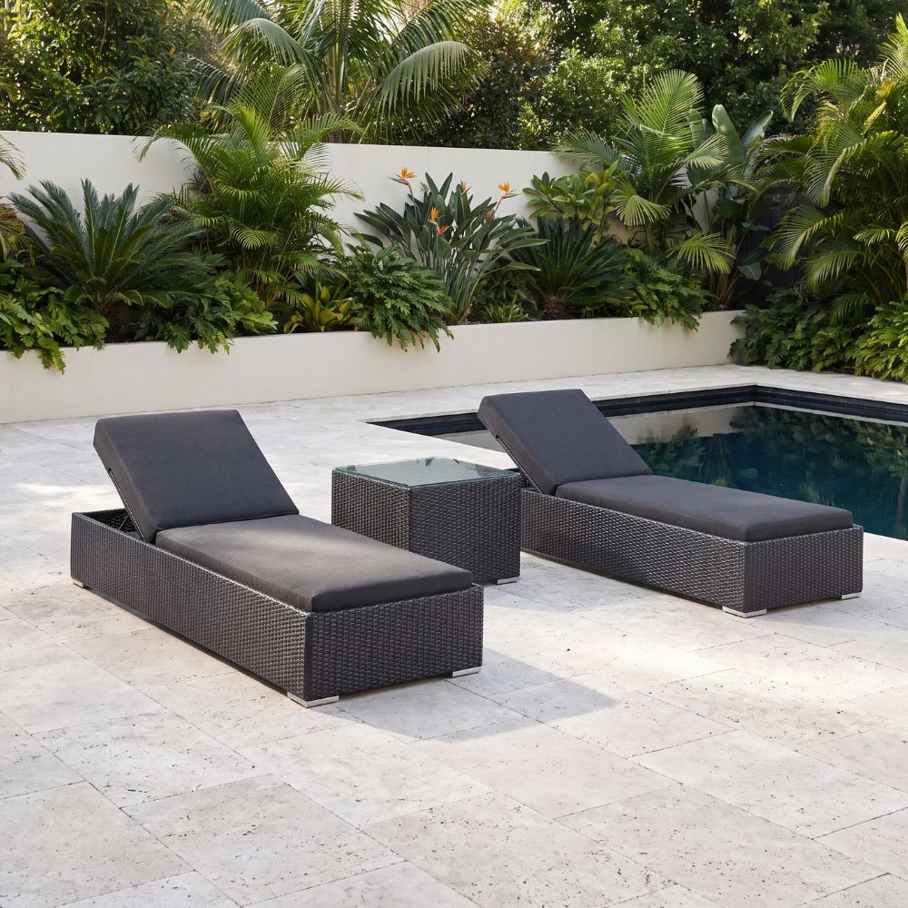 Breeze Outdoor Wicker Pool Sun Lounge Set with Table