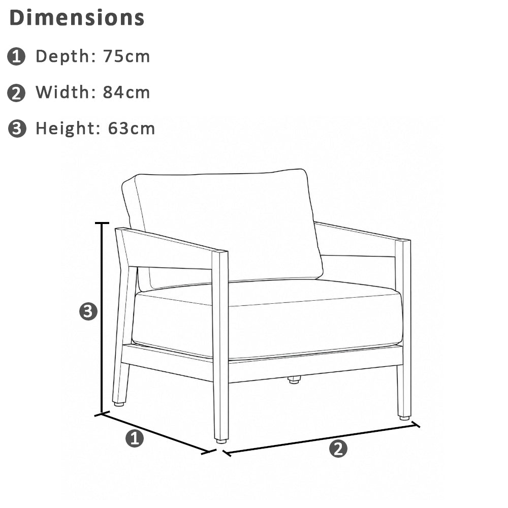 Bronte 1 Seater Outdoor Aluminium Lounge