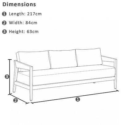 Bronte 3+2+1 Outdoor Aluminium with Sunbrella Lounge Setting with Coffee Table