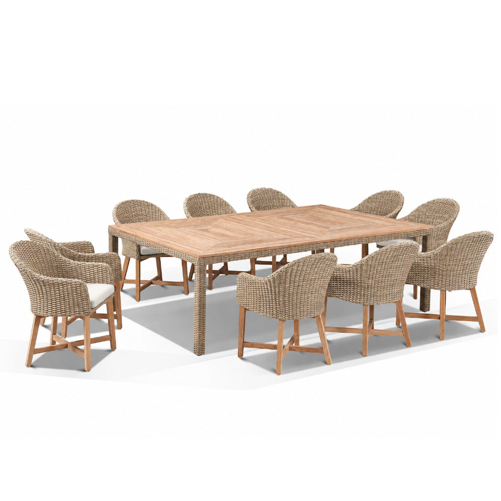 Sahara 10 Seat with Coastal Chairs in Half Round wicker