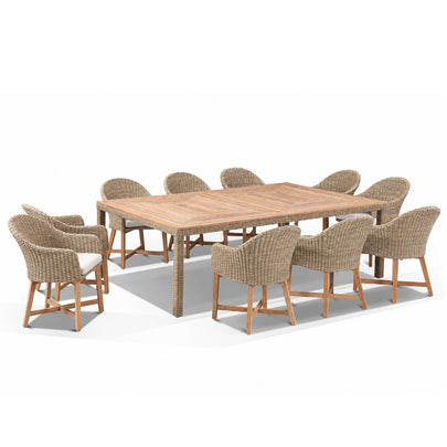 Sahara 10 Seat with Coastal Chairs in Half Round wicker