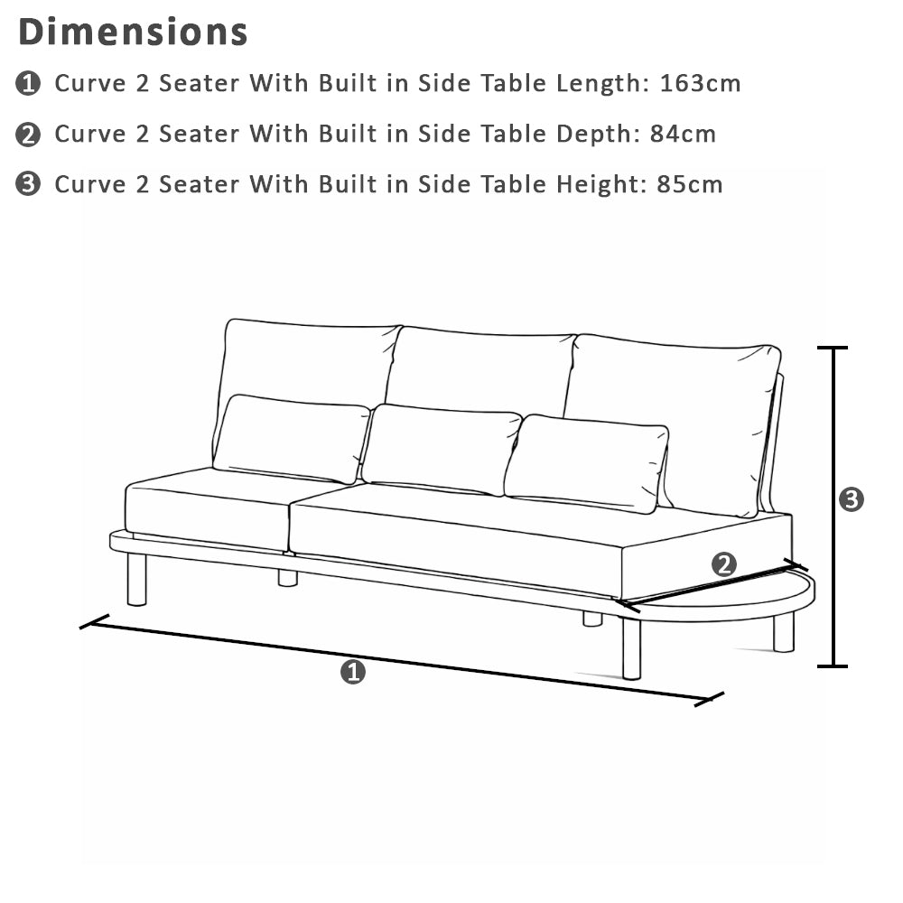 Canggu Outdoor Curved Lounge Setting with Coffee Table Set