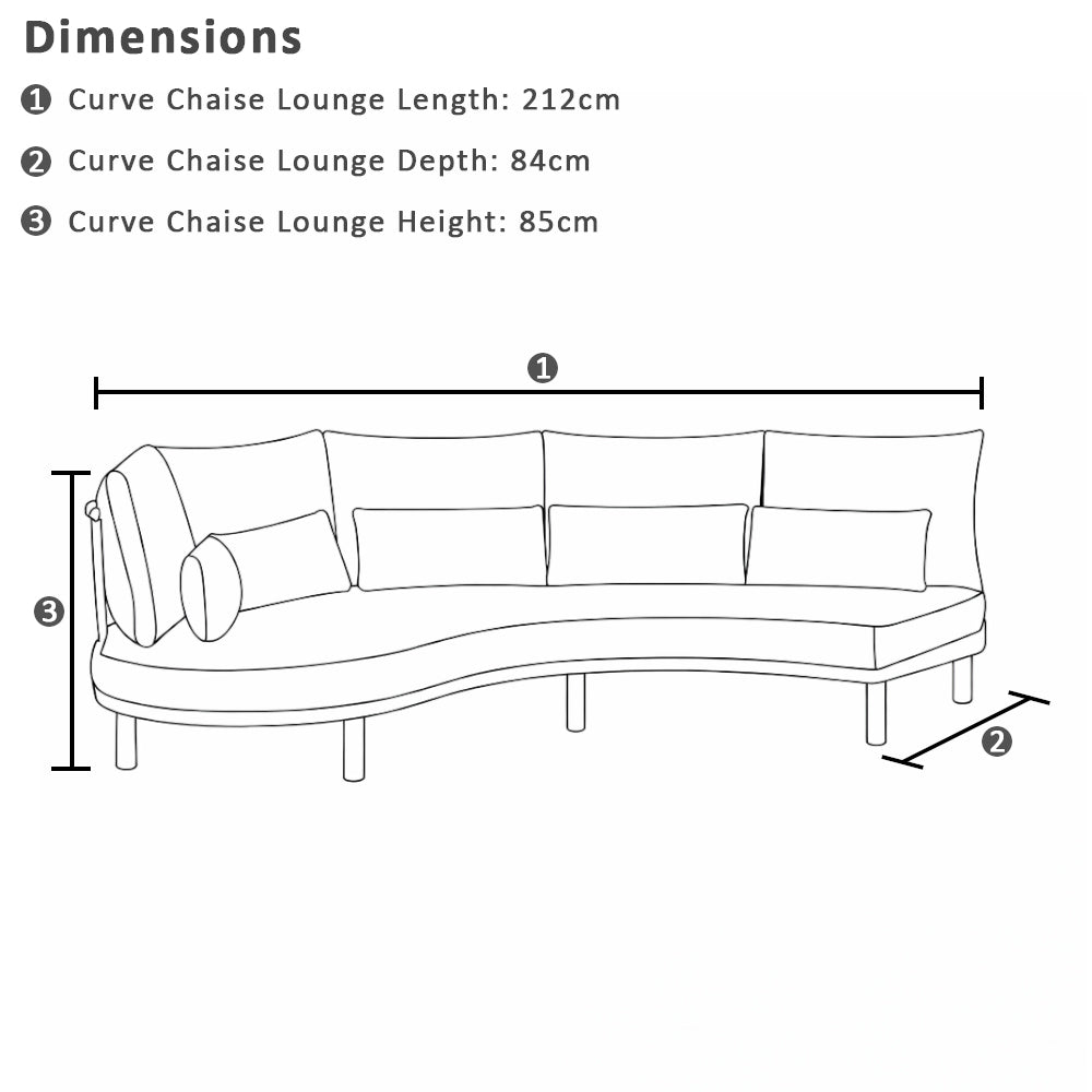 Canggu Outdoor Curved Lounge Setting with Coffee Table Set