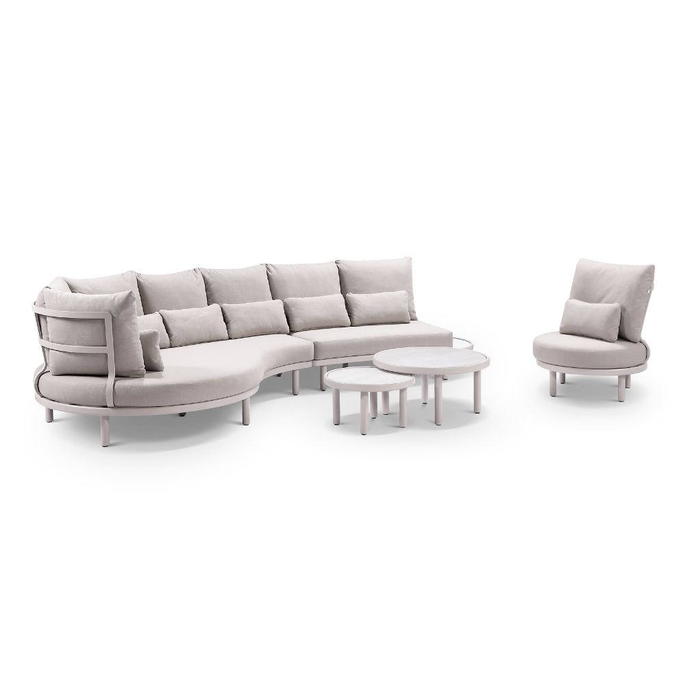 Canggu Outdoor Curved Lounge Setting with Coffee Table Set