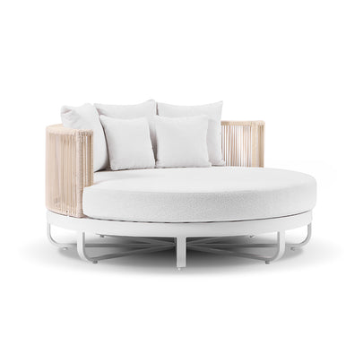 Cannes Outdoor Round Aluminium and Rope Daybed Sun Lounge