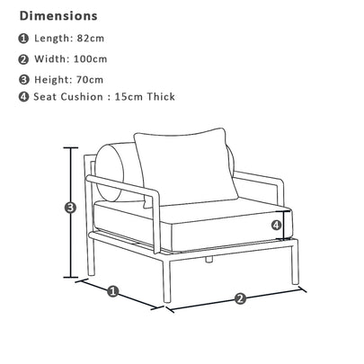 Capella 1 Seater Outdoor Aluminium Lounge Armchair in Sunbrella