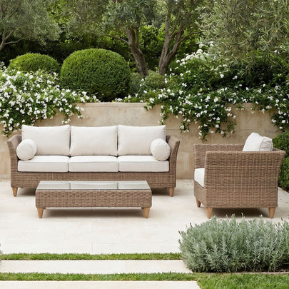 Carolina 3+2+1 Outdoor Wicker Lounge Setting with coffee table