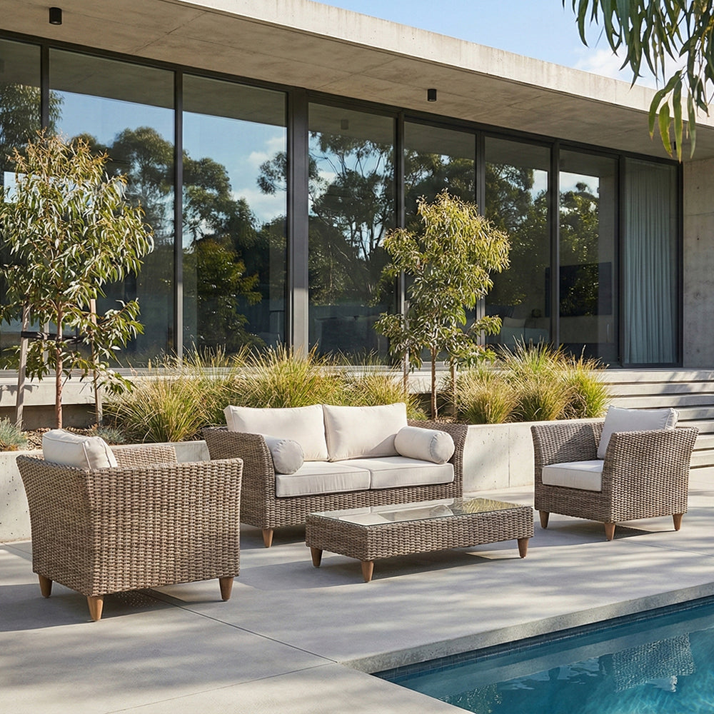 Carolina 2+1+1 Outdoor Wicker Alfresco Lounge Setting with Coffee Table