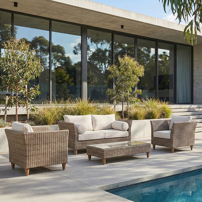 Carolina 2+1+1 Outdoor Wicker Alfresco Lounge Setting with Coffee Table