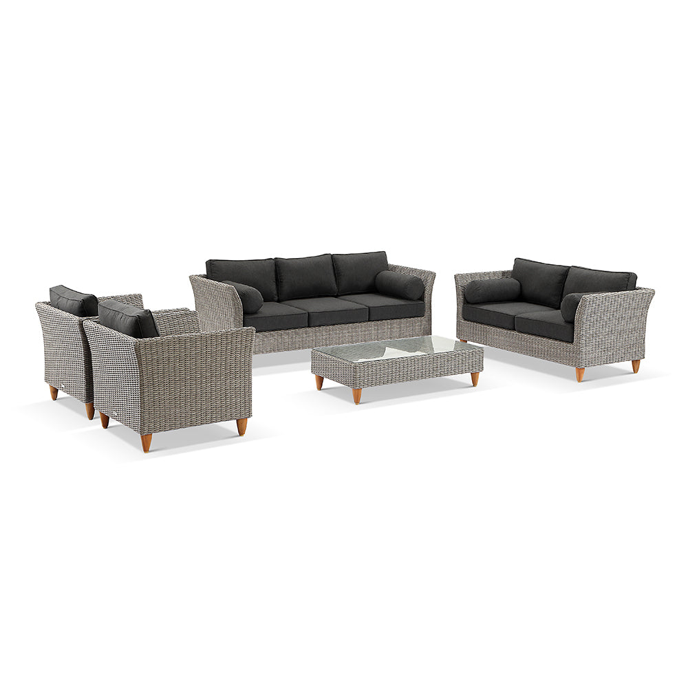 Carolina 3+2+1+1 Seater Outdoor Wicker Lounge with Coffee Table