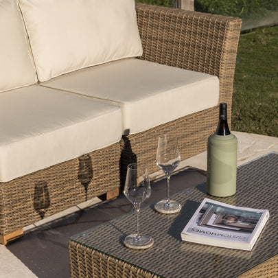 Coco Outdoor Wicker Corner Modular Lounge with Arm Chair and Coffee Table