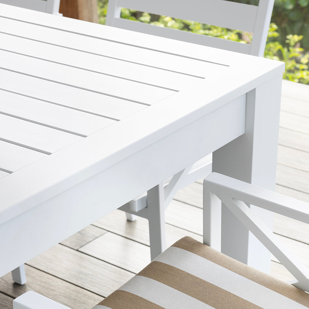 Santorini 3.55m Outdoor Rectangle Aluminium Dining Table With 12 Kansas Chairs In Sunbrella