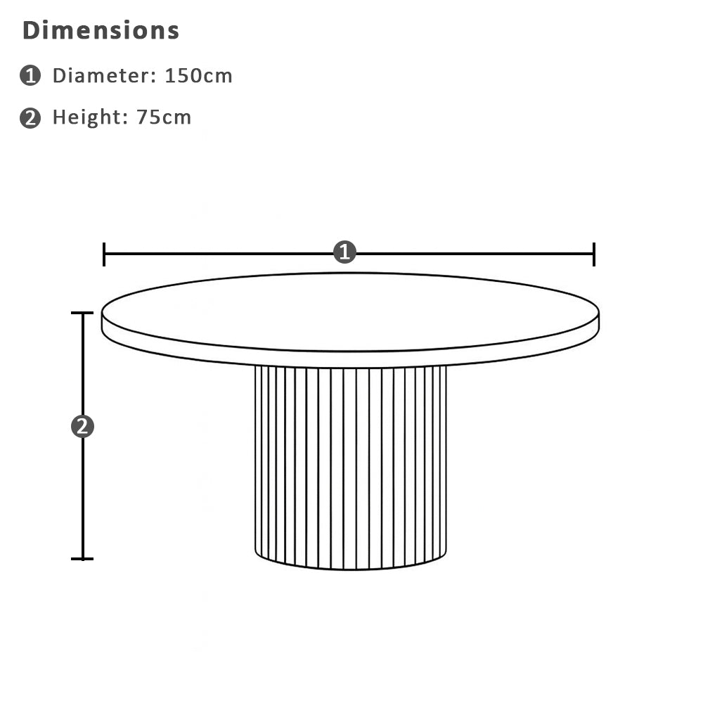 Curl Curl Outdoor 1.5m Round Ceramic Top Dining Table