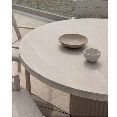 Curl Curl Outdoor 1.5m Round Ceramic and Aluminium Dining Table with 6 x Santorini Chairs