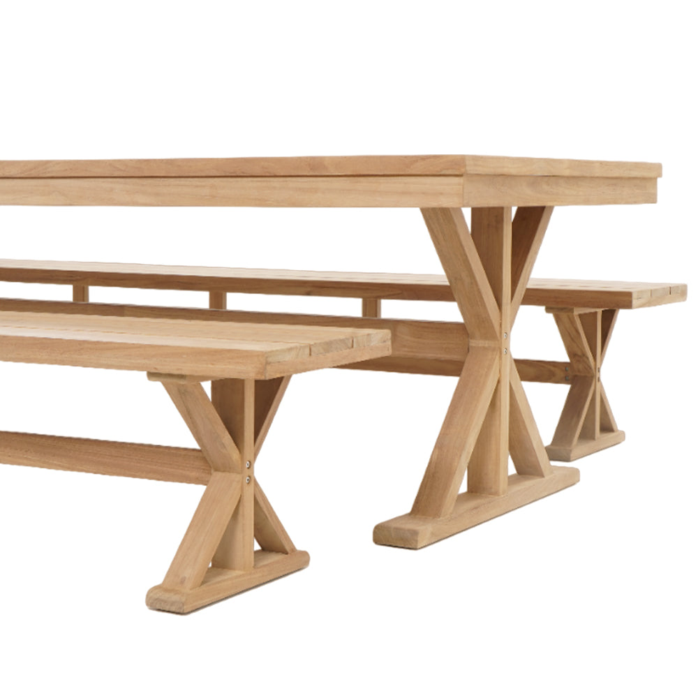 Buy Darlington Outdoor 3m Teak Timber Dining Set with Benches by Bay
