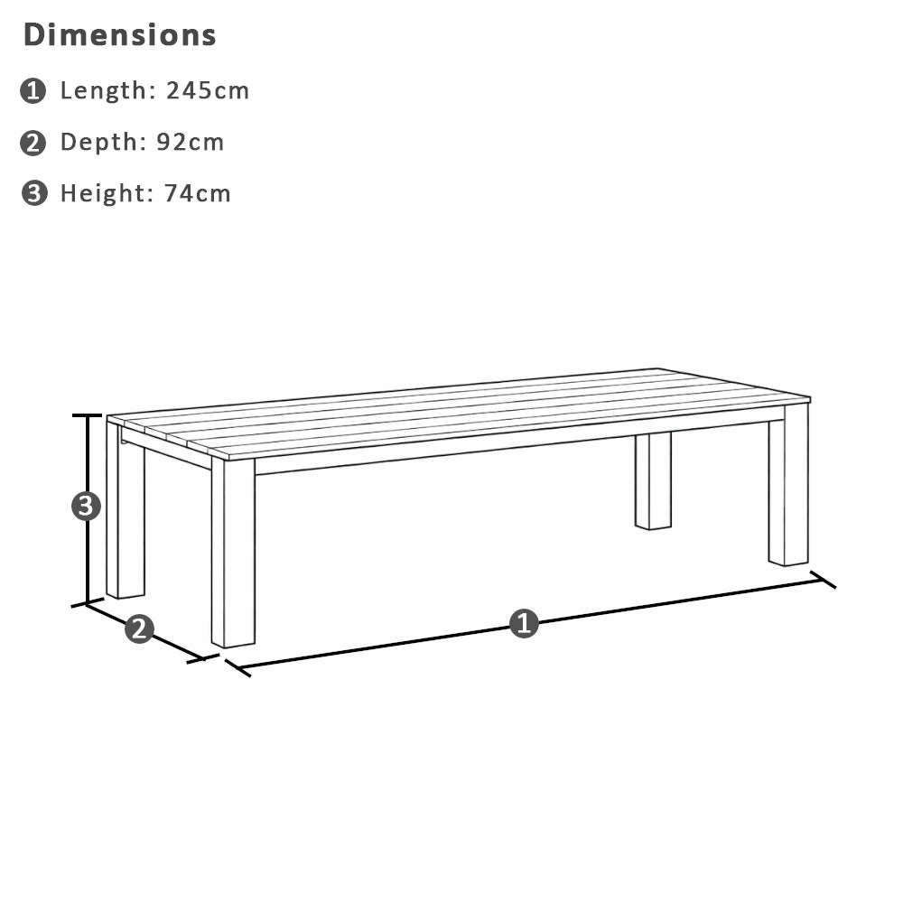 Entertainer 2.45m Outdoor Aluminium Dining Table