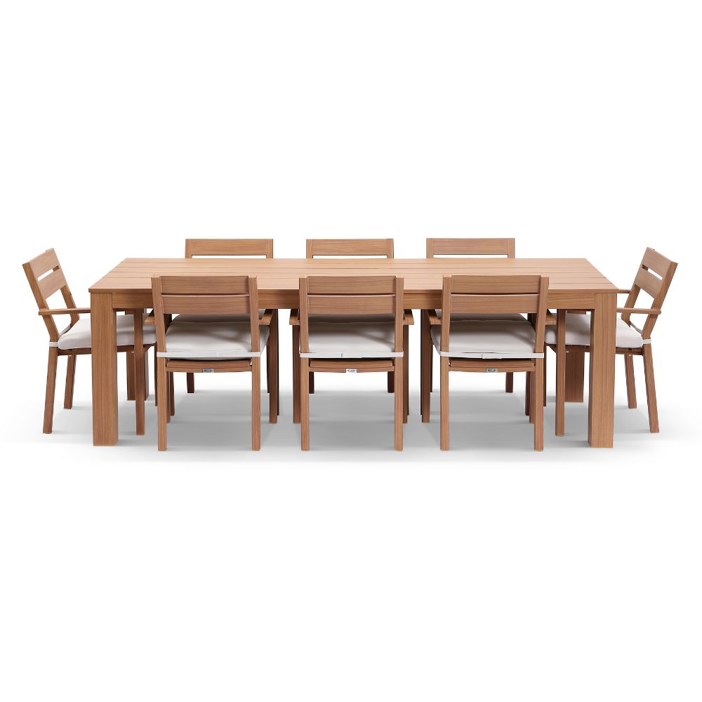 Entertainer 2.45m Outdoor Aluminium Dining Table with 8 Santorini Chairs