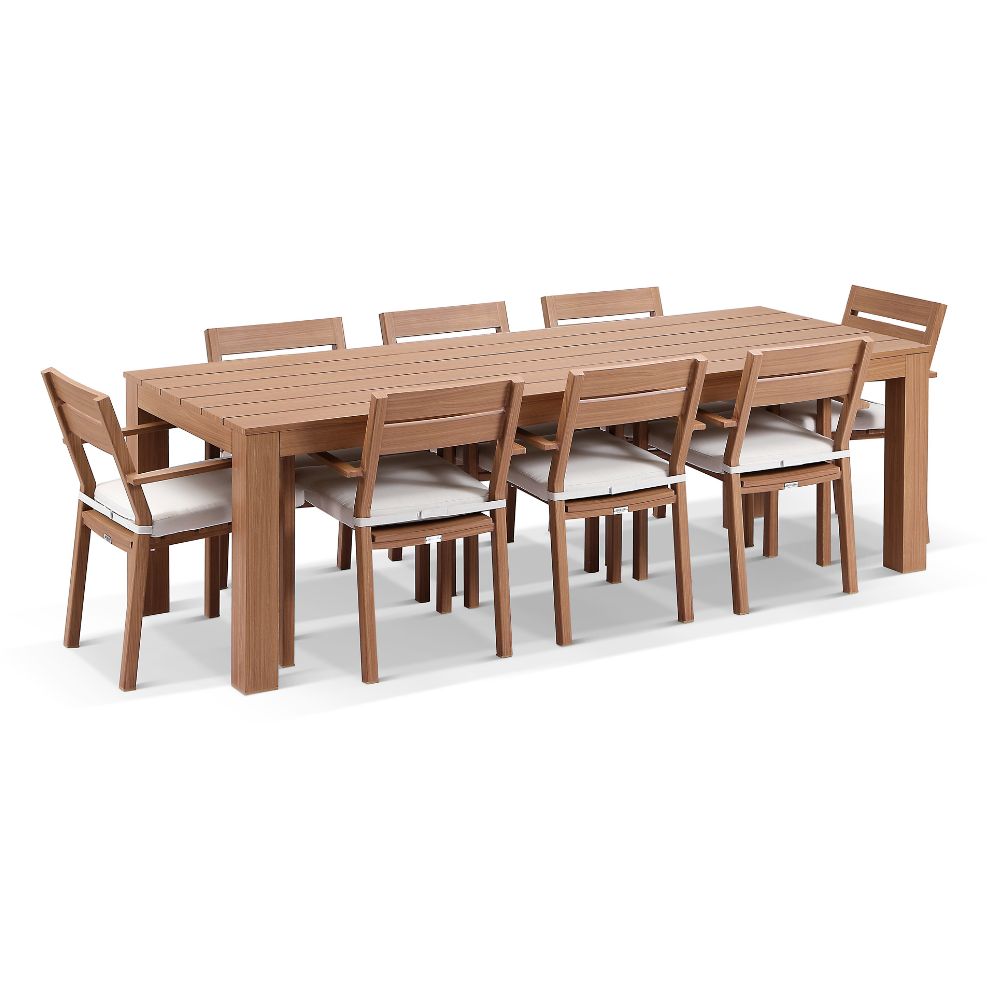 Entertainer 2.45m Outdoor Aluminium Dining Table with 8 Santorini Chairs