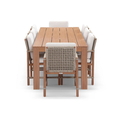 Entertainer 2.45m Outdoor Aluminium Dining Table with 8 Avery Rope Chairs