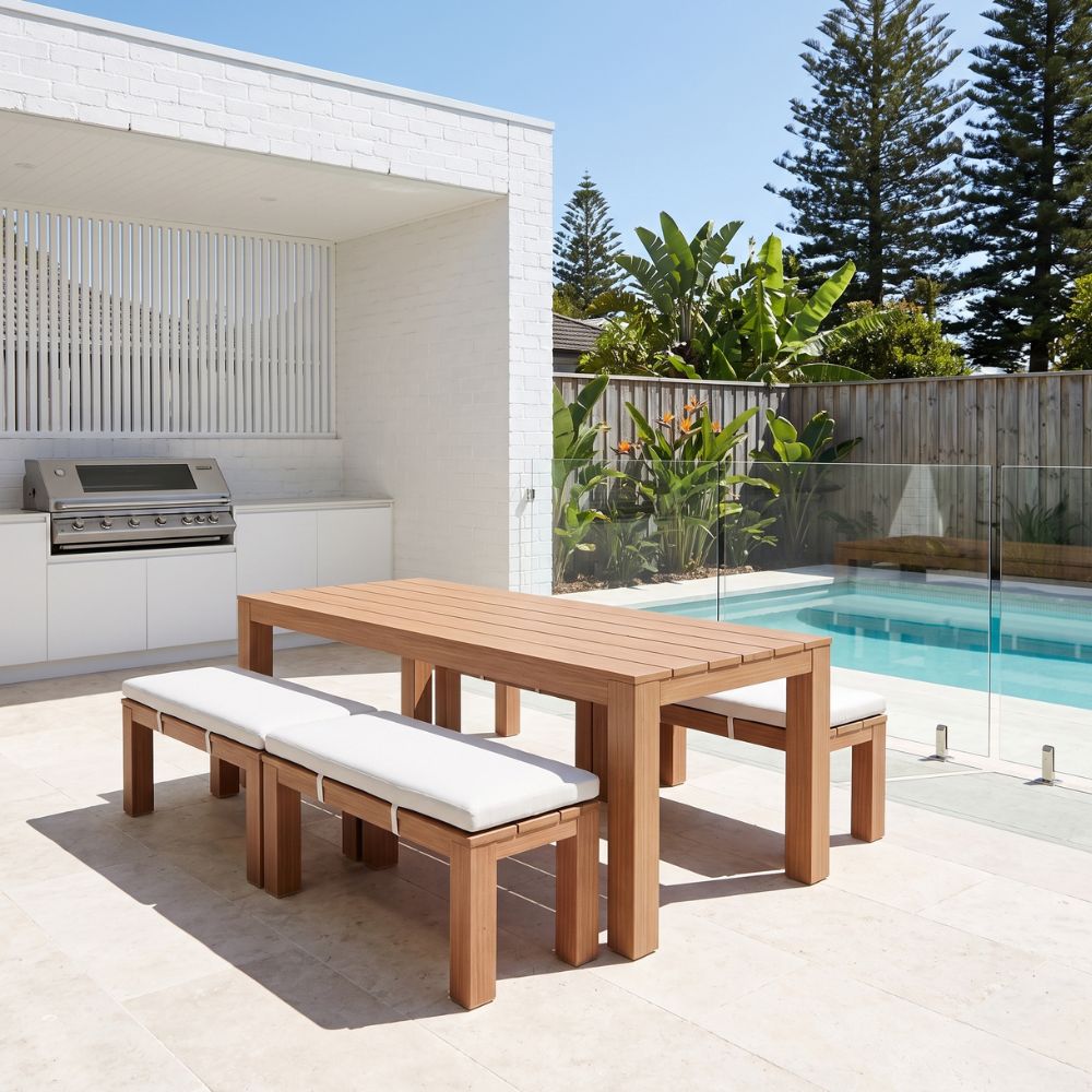 Entertainer 2.45cm Outdoor Aluminium Dining Table with Benches