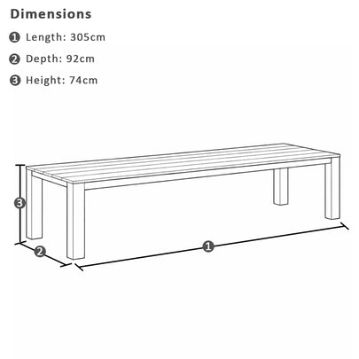 Entertainer 3.05m Outdoor Aluminium Dining Table