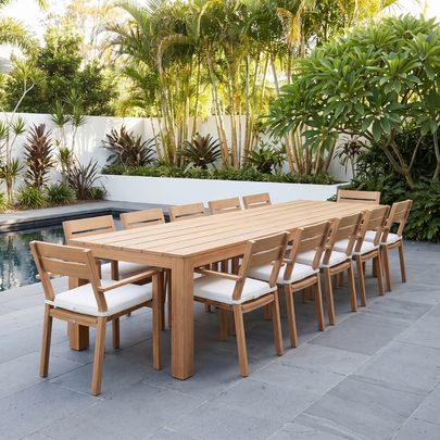 Entertainer 3.2m Outdoor Aluminium Dining Table with 12 Santorini Chairs