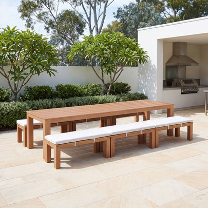 Entertainer 3.20cm Outdoor Aluminium Dining Table with Benches