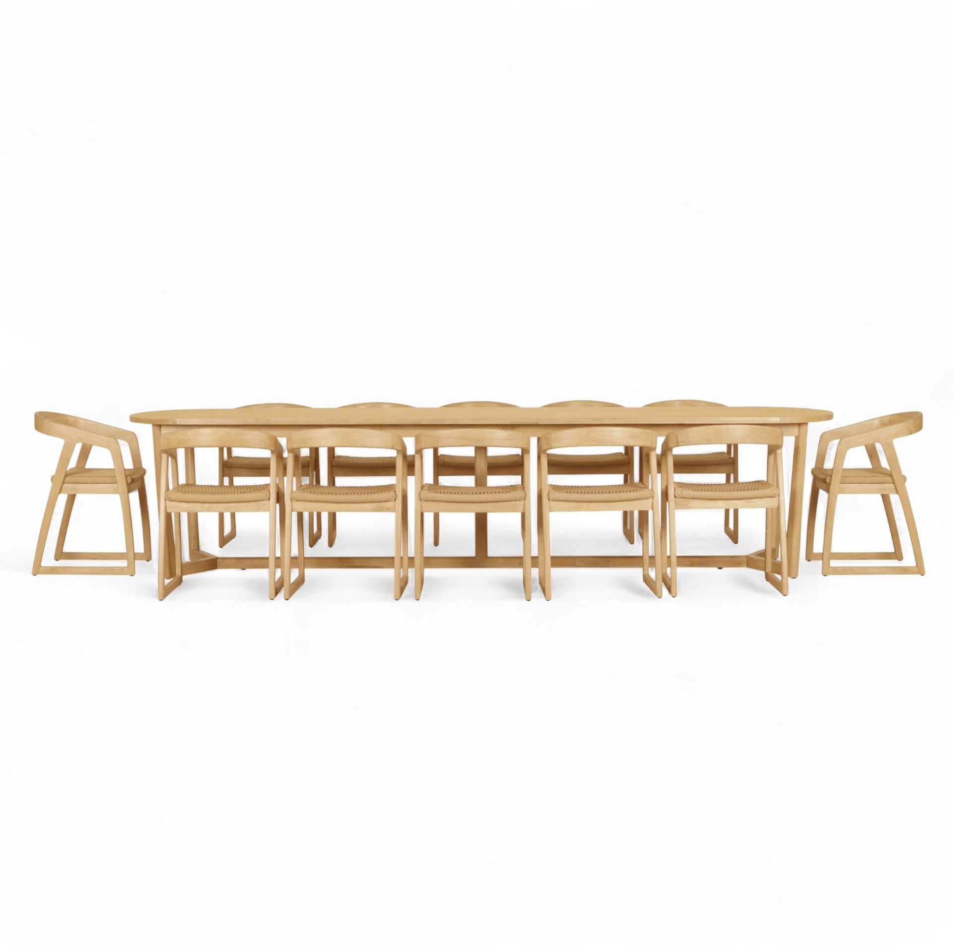 Kingscliff 12 Seater Rectangle Indoor Timber Dining Table and Chairs Setting