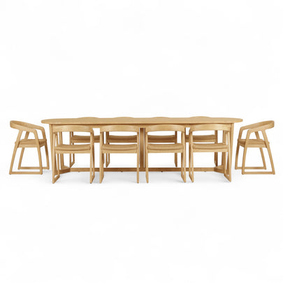 Kingscliff 10 Seater Rectangle Indoor Timber Dining Table and Chairs Setting