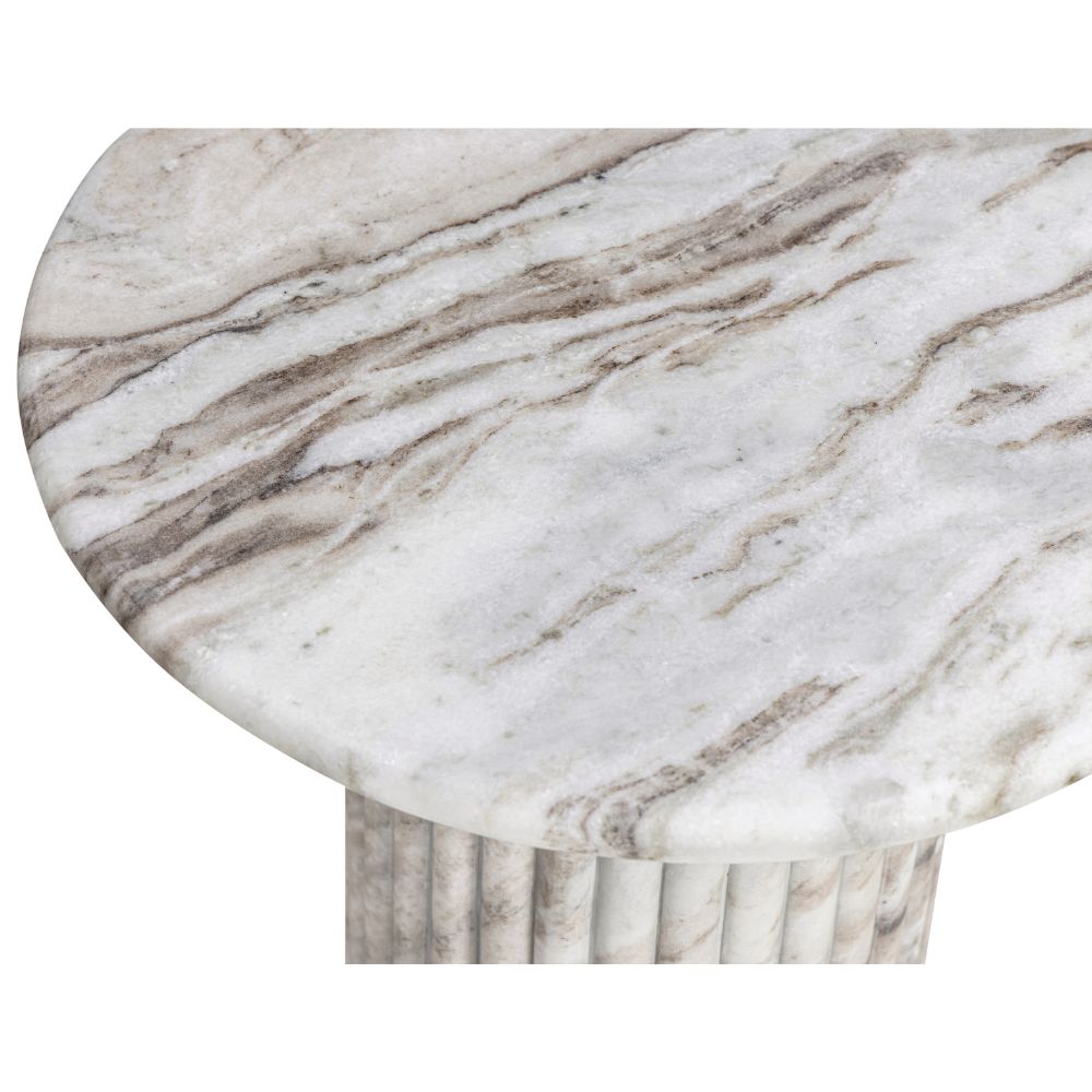 Florence Round Marble Stone Fluted Base Side Table