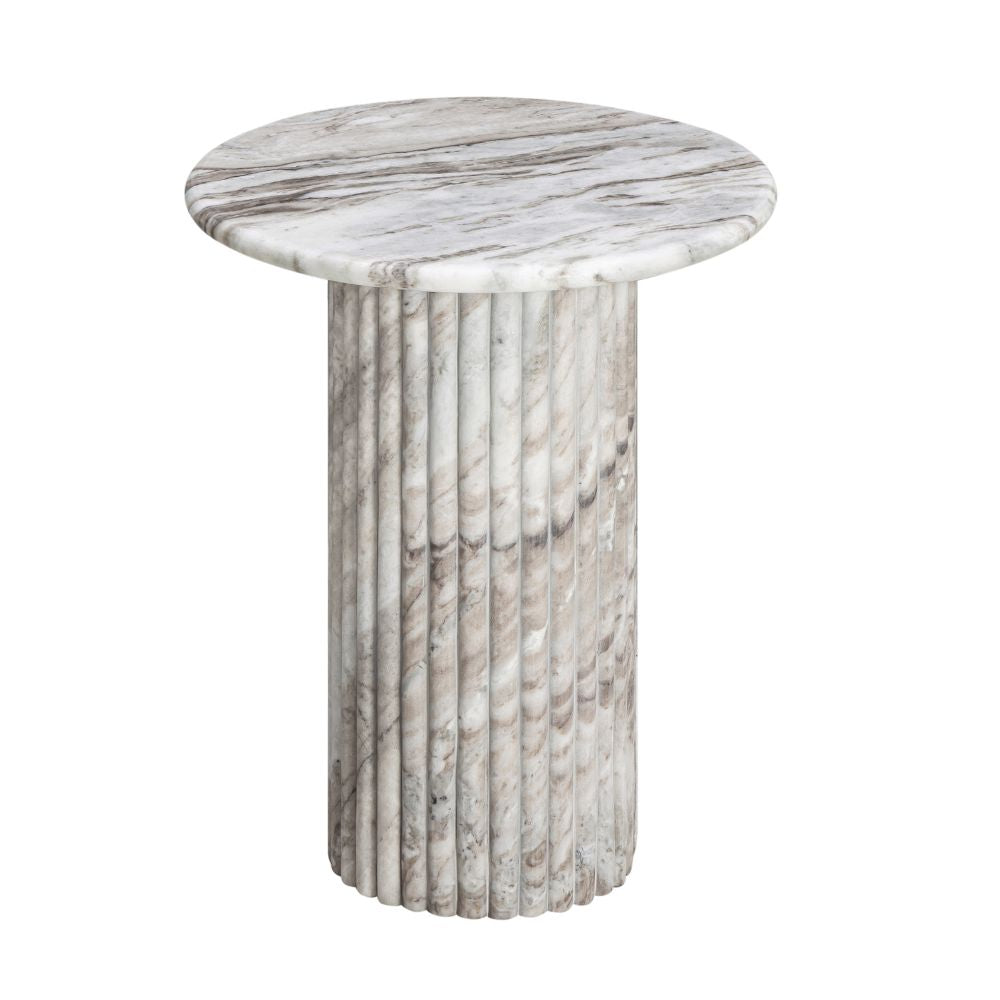 Florence Round Marble Stone Fluted Base Side Table