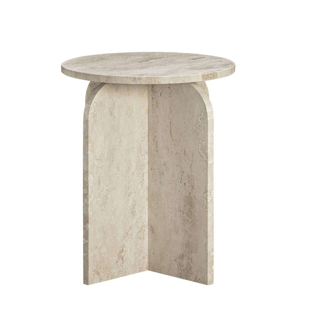 Florence Round Travertine Stone Side Table