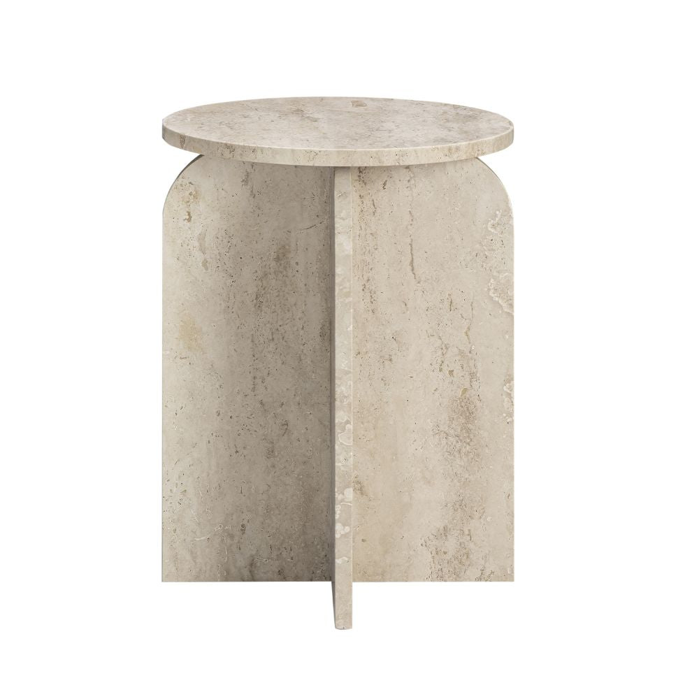 Florence Round Travertine Stone Side Table