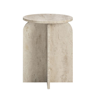Florence Round Travertine Stone Side Table