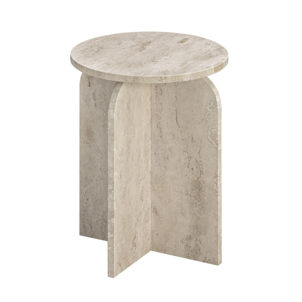 Florence Round Travertine Stone Side Table