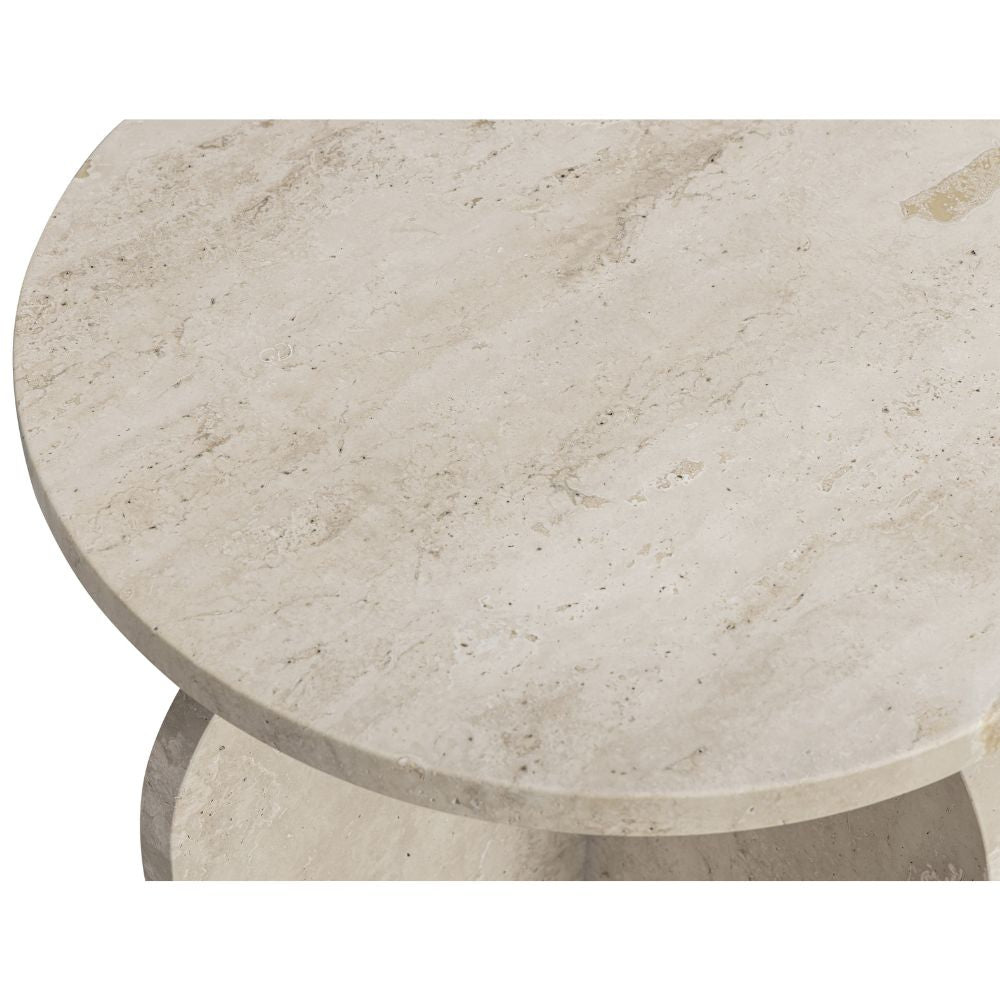 Florence Round Travertine Stone Side Table